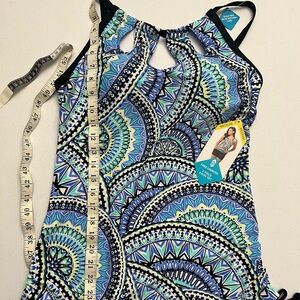 Free Country Blue and Green One Piece Swimsuit with Paisley Pattern